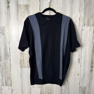 Men's Alpinestars Black & Grey Striped Polo Shirt L